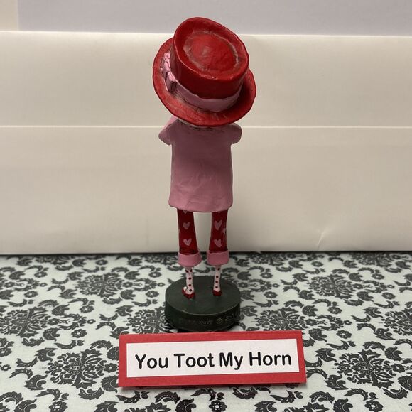 Lori Mitchell You Toot My Horn Trumpet Player Valentines Day Figurine Folk Art - Picture 5 of 5
